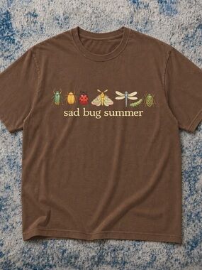Gildan Brown "Sad Bug Summer" Graphic Tee